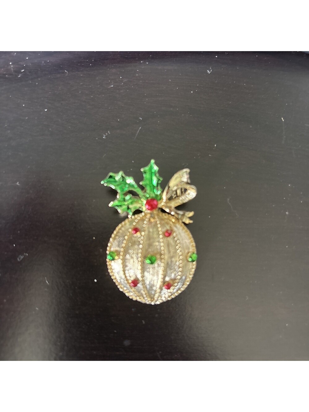 Brooch: Gerry's Goldtone Christmas Ornament Enamel